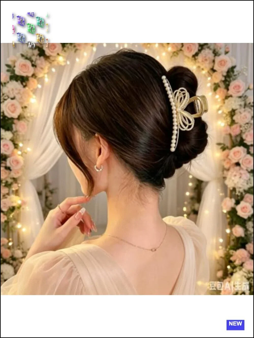 Large Non-Slip Strong Hold Pearl Alloy Hair Claw Clips, Trendy Styling Hair